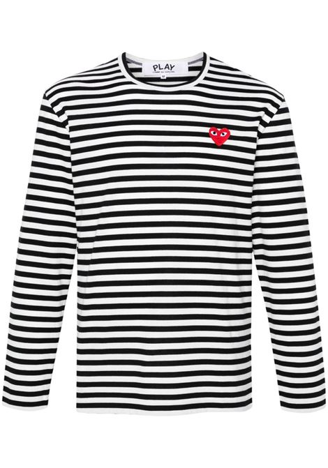 l/s red emblem t-shirt unisex black COMME DES GARÇONS PLAY | AX-T164-0511